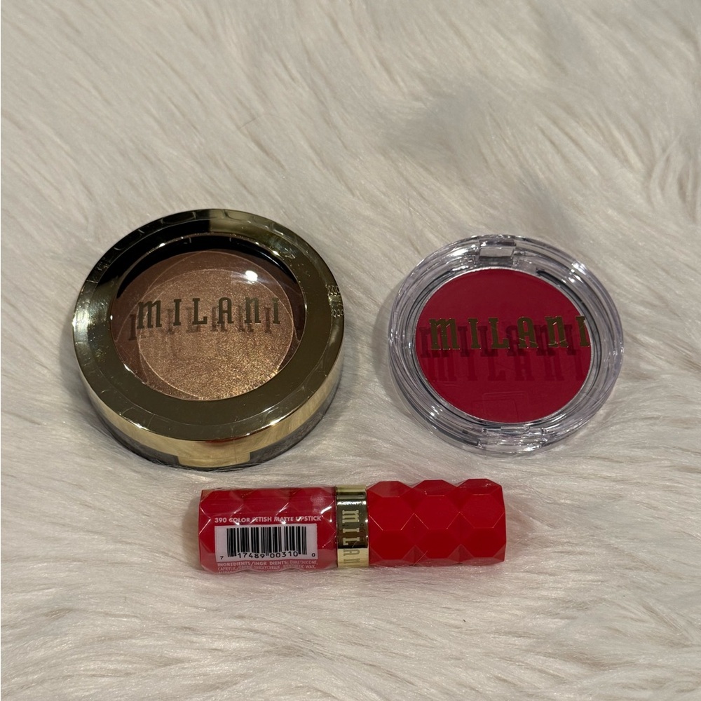 New Milani Highlighter, Blush, and Lipstick bundle (reds)